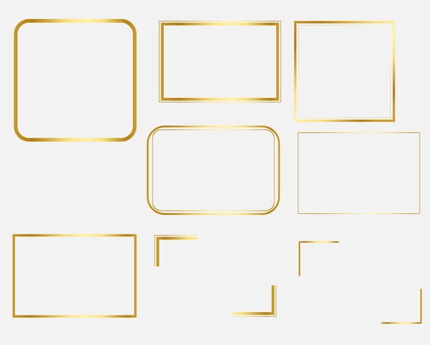 Ilustración de borde de rectángulo de marco dorado Elementos de diseño vectorial