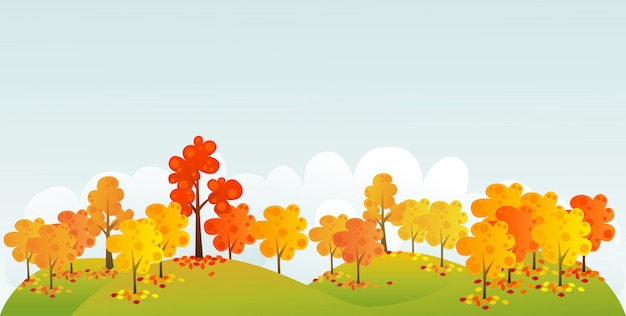 Ilustración de bosque otoñal