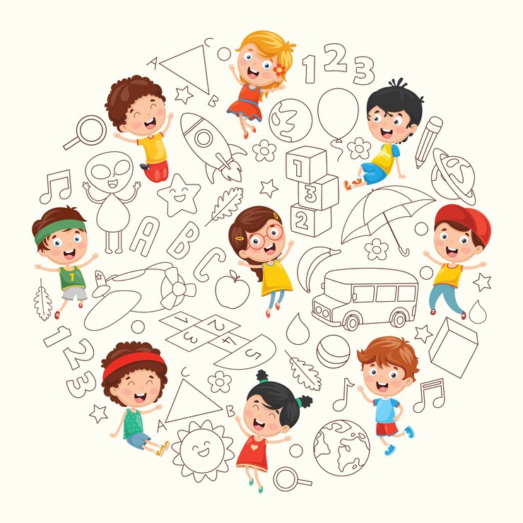 Vector ilustración del bosquejo de los niños