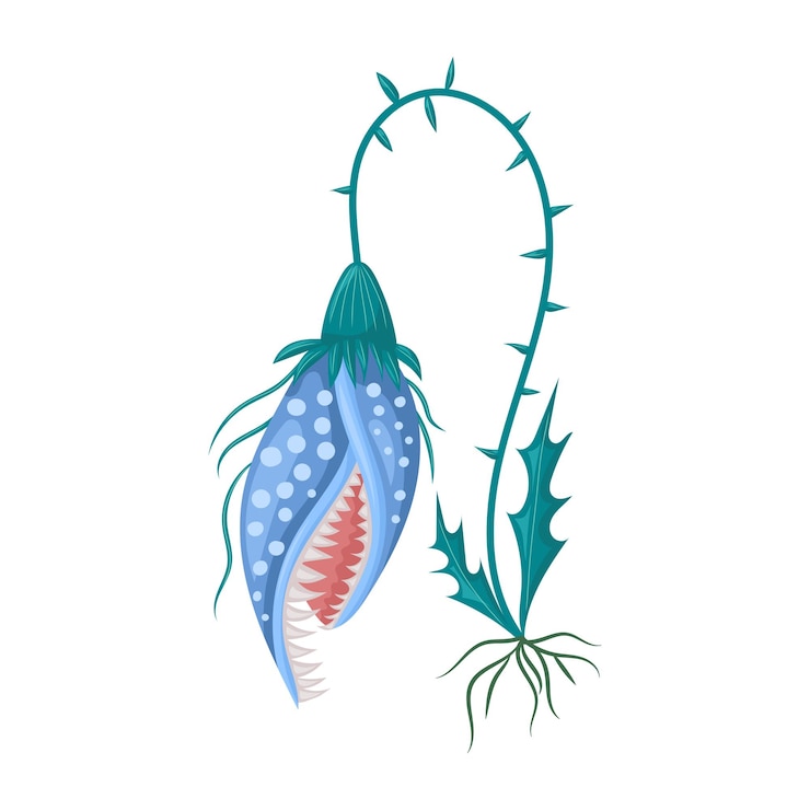 Vector ilustración botánica de flores dentadas de fantasía ilustración vectorial aislada para halloween para juegos
