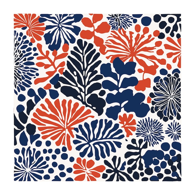 Ilustración botánica oceánica retro de moda