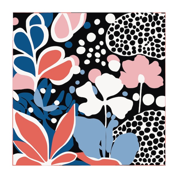 Ilustración botánica oceánica retro de moda