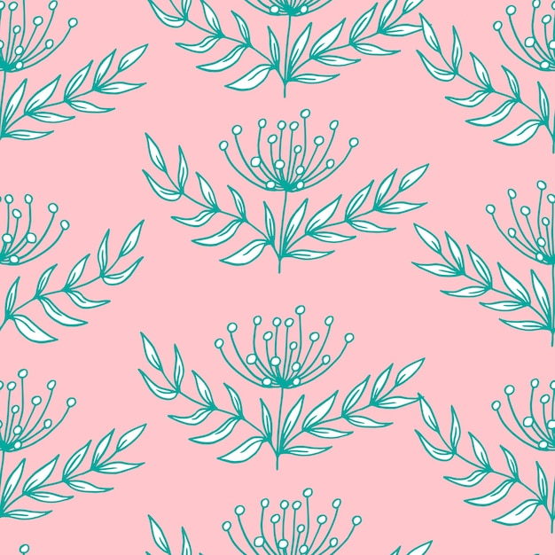 Ilustración botánica de patrones sin fisuras vectoriales para telas, textiles, tarjetas de papel, papel de regalo e invitaciones