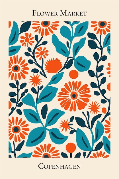 Ilustración botánica retro Arte floral de Bohemia para imprimir