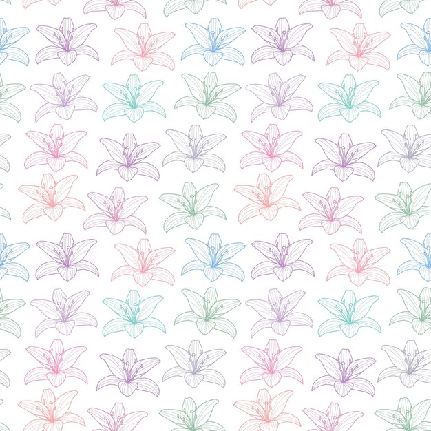 Ilustración botánica de vector de patrón de repetición floral colorido