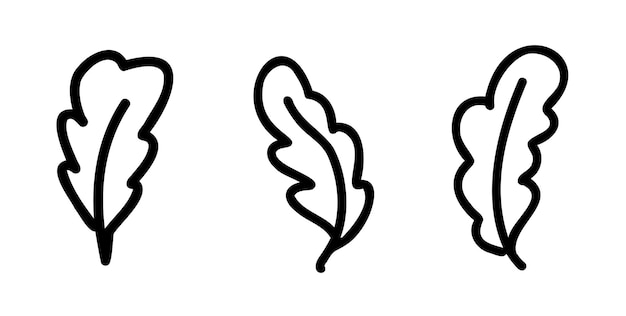 Ilustración botánica vectorial simple de hojas de roble dibujadas a mano en estilo Doodle
