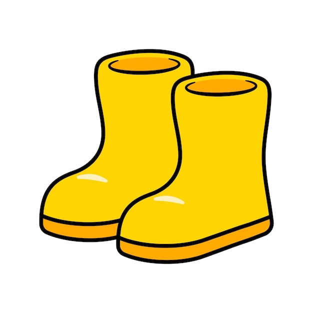 Ilustración de las botas de lluvia amarillas de dibujos animados
