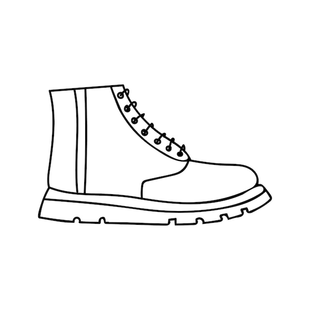 Ilustración de botas de senderismo de fideos en vector. Icono de botas dibujadas a mano en vector.