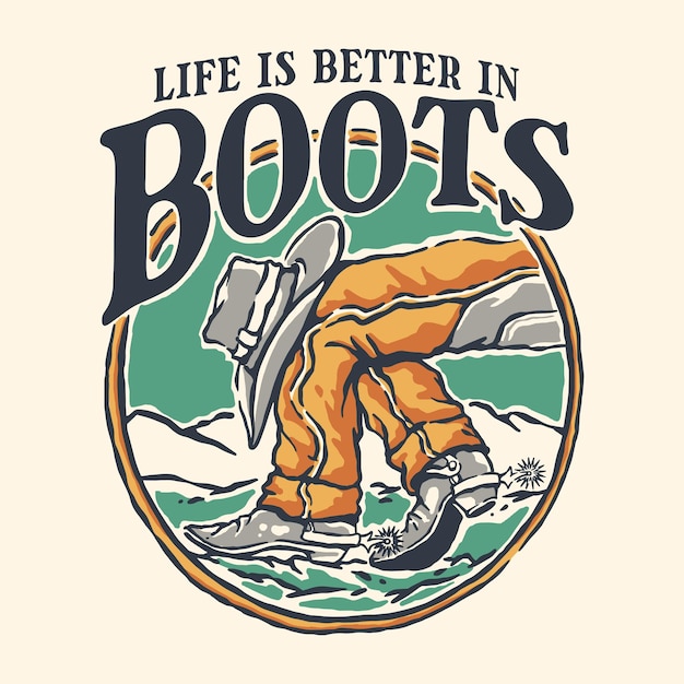 Vector ilustración de las botas de vaquero