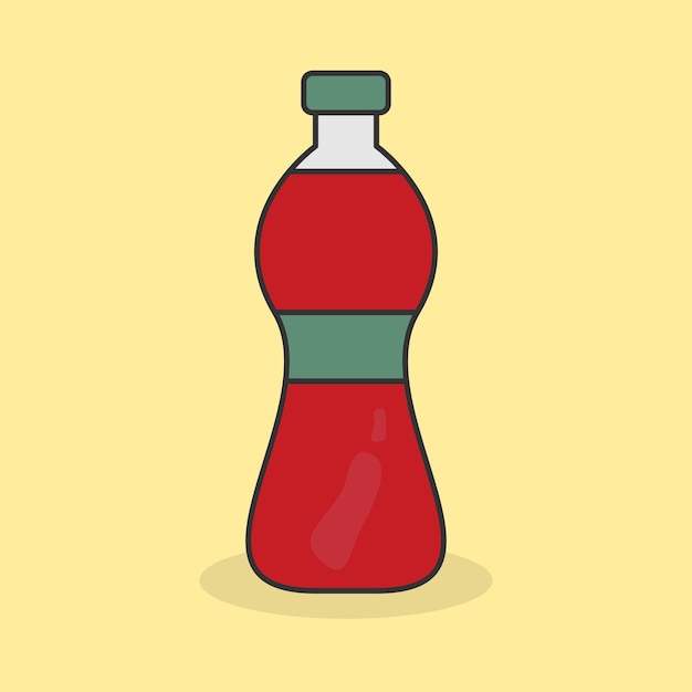 Ilustración de botella de agua roja en estilo de dibujos animados