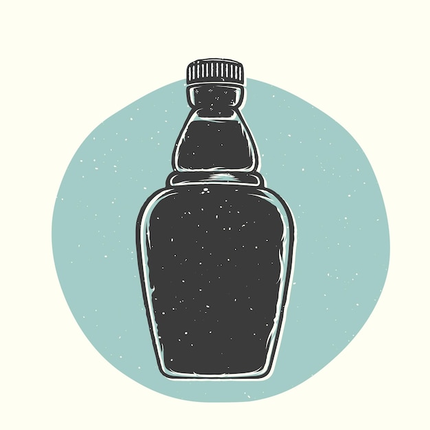 Ilustración de botella de frasco vectorial de Linocut Motivación Cita cartel Efecto de textura de Lino aislado