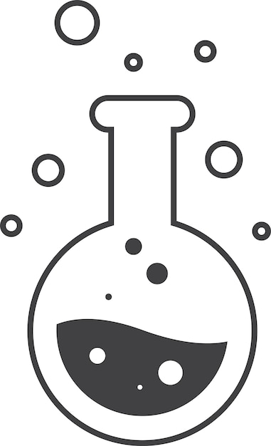 Ilustración de botella de laboratorio redonda en estilo minimalista