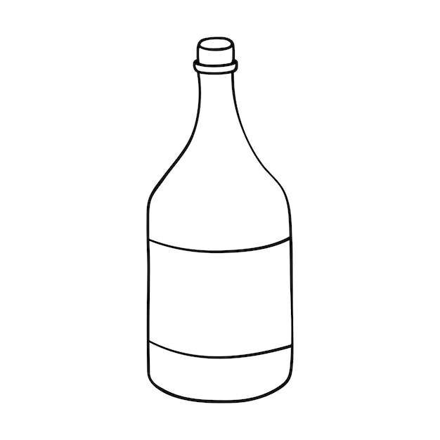 Ilustración de botella de licor dibujada a mano Clipart de bebida de alcohol en estilo garabato Elemento único para el diseño