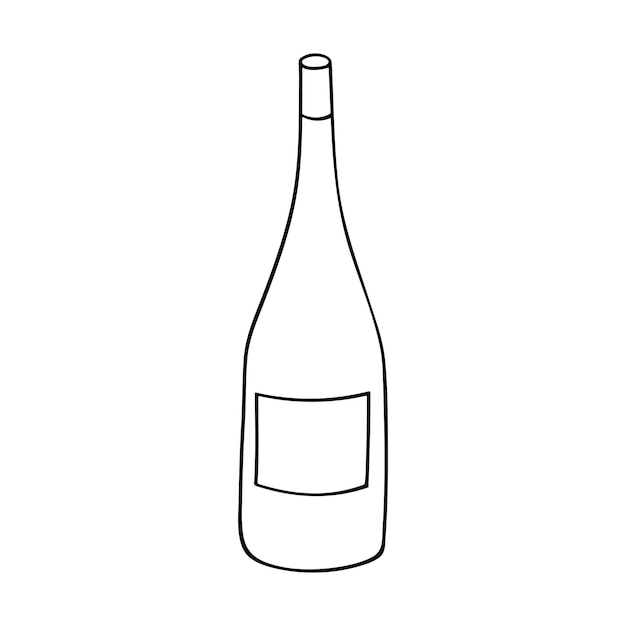 Ilustración de botella de vino dibujada a mano Clipart de bebidas alcohólicas en estilo doodle Elemento único para el diseño