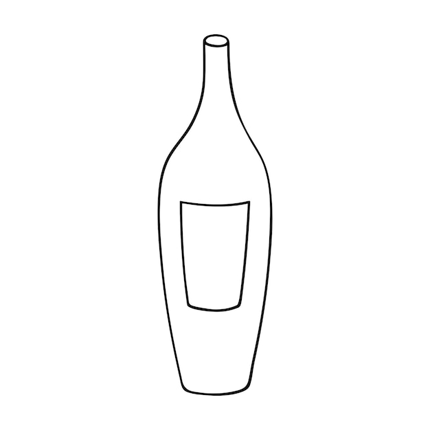 Ilustración de botella de vino dibujada a mano Clipart de bebidas alcohólicas en estilo doodle Elemento único para el diseño