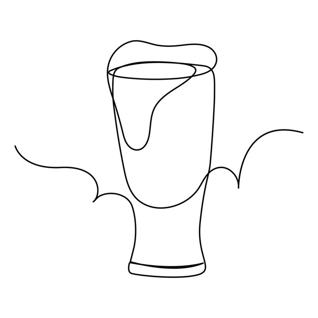 Ilustración de una botella de vino rojo, una botilla de cerveza y un vaso dibujando una línea