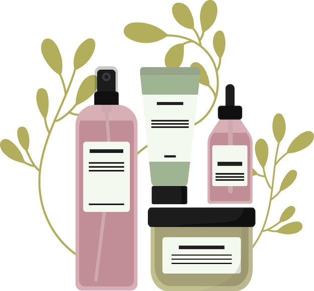 Ilustración de botellas cosméticas Ilustración aislada de cosméticos