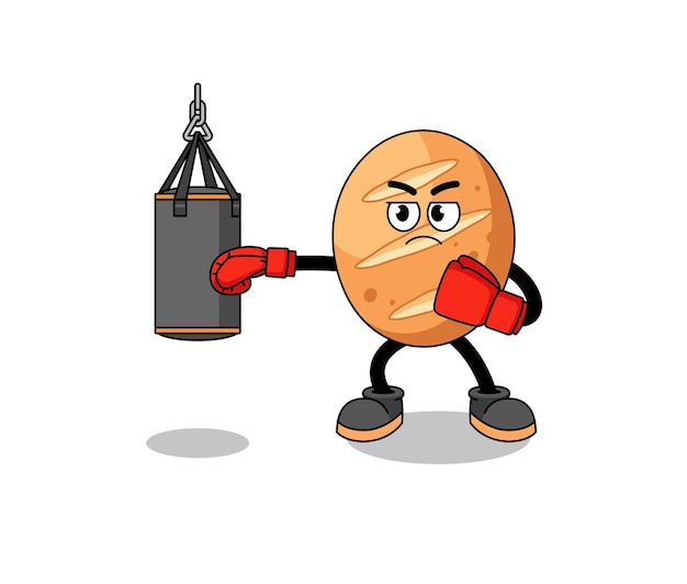 Ilustración de boxeador de pan francés