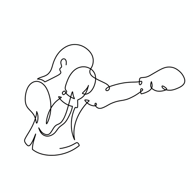 Ilustración de boxeo de una línea continua de vector