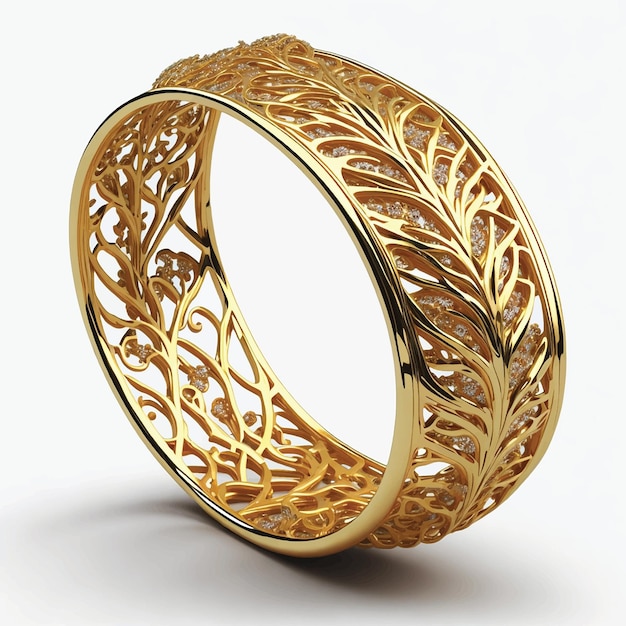 Ilustración de brazalete de oro fondo blanco.