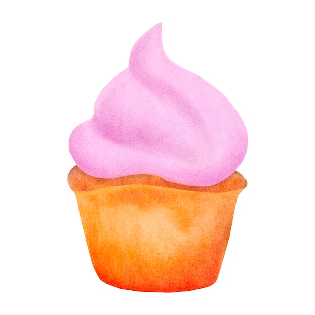 Ilustración brillante acuarela de cupcake apetitoso para su diseño