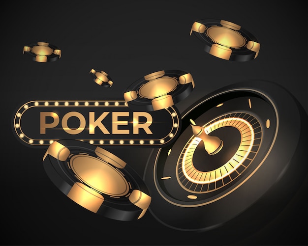 Ilustración brillante de la bandera de la rueda de ruleta del póker del casino