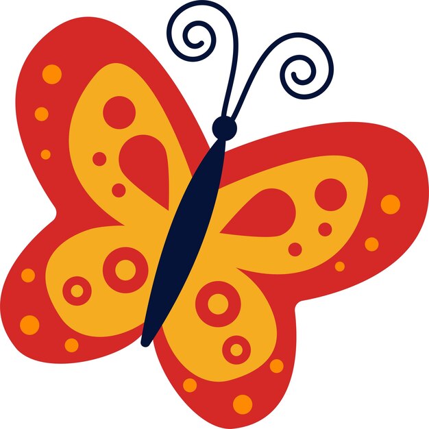 Ilustración brillante de una mariposa roja sobre una idea de logotipo de inserción de vector de fondo blanco