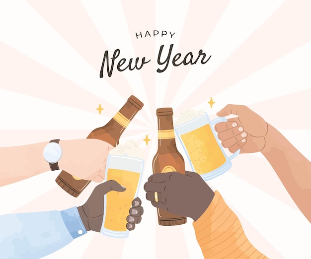 Vector ilustración de un brindis de año nuevo