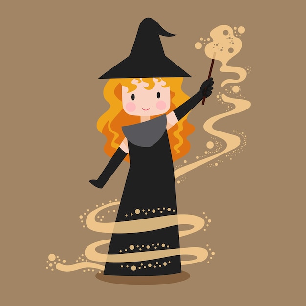 Vector ilustración de bruja temática de halloween