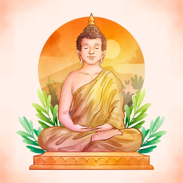 Ilustración de Buda en acuarela