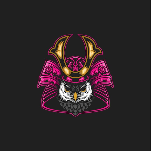 Ilustración de búho samurai