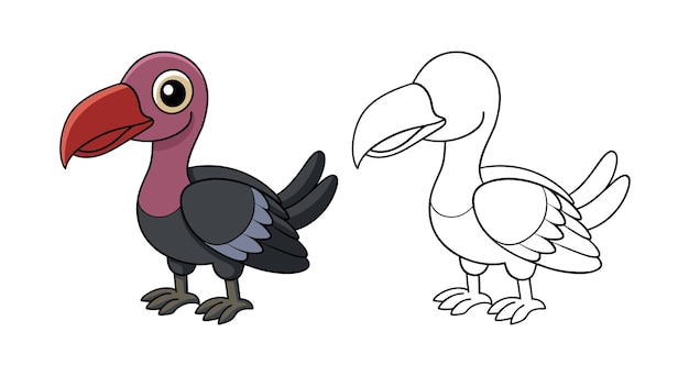 Ilustración de un buitre de dibujos animados - dibujo de un pájaro para colorear