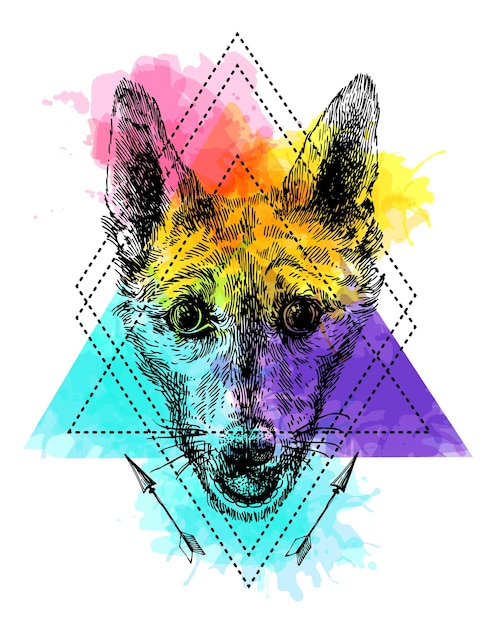 Ilustración bulldog sketch estilo perro símbolo del año nuevo 2018