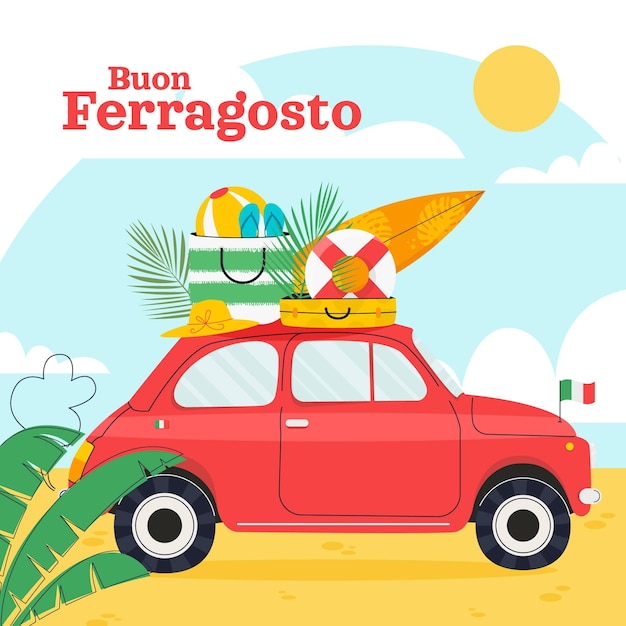 Ilustración de buon ferragosto plano