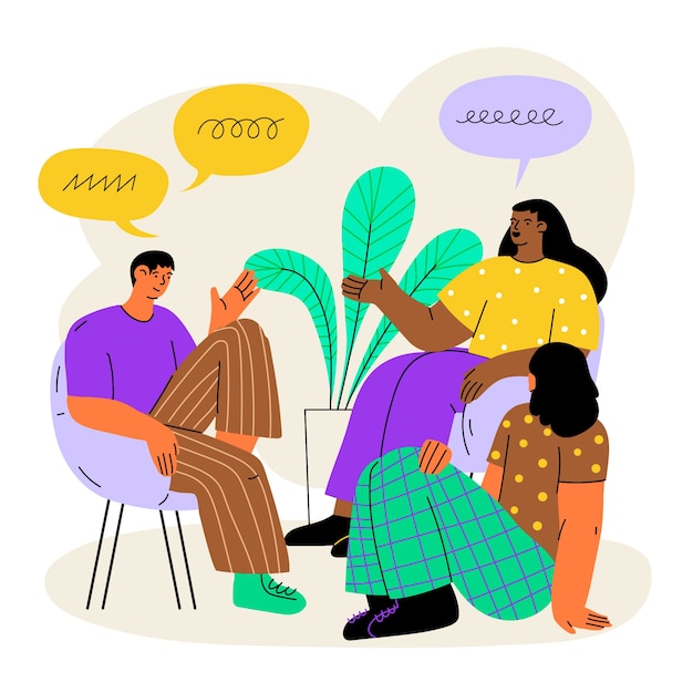 Ilustración de burbujas de comunicación y habla planas