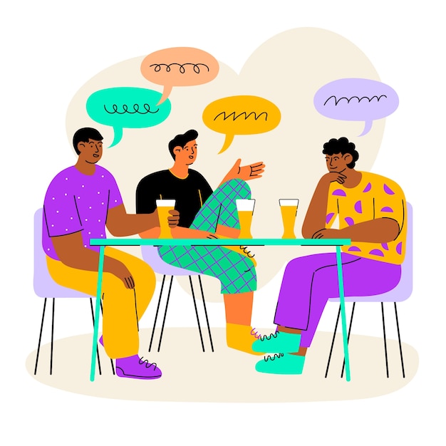 Ilustración de burbujas de comunicación y habla planas