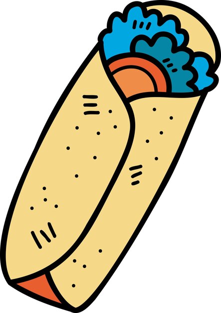 Ilustración de burrito delicioso dibujado a mano