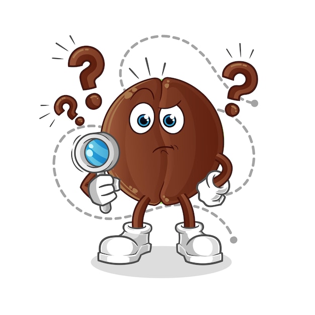 Ilustración de búsqueda de granos de café. personaje