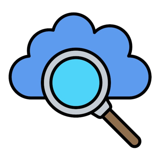 Ilustración de búsqueda plana en nubes