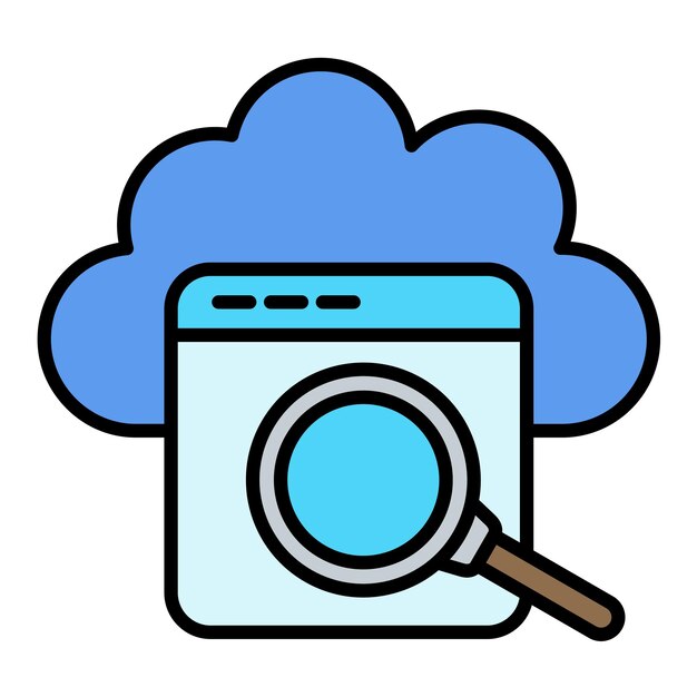 Ilustración de búsqueda plana en nubes