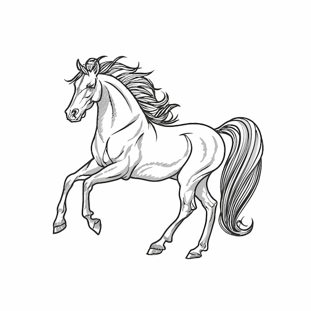 Ilustración de un caballo con gracia en monocromo Ilustración monocroma elegante de un cabalo con un detalle