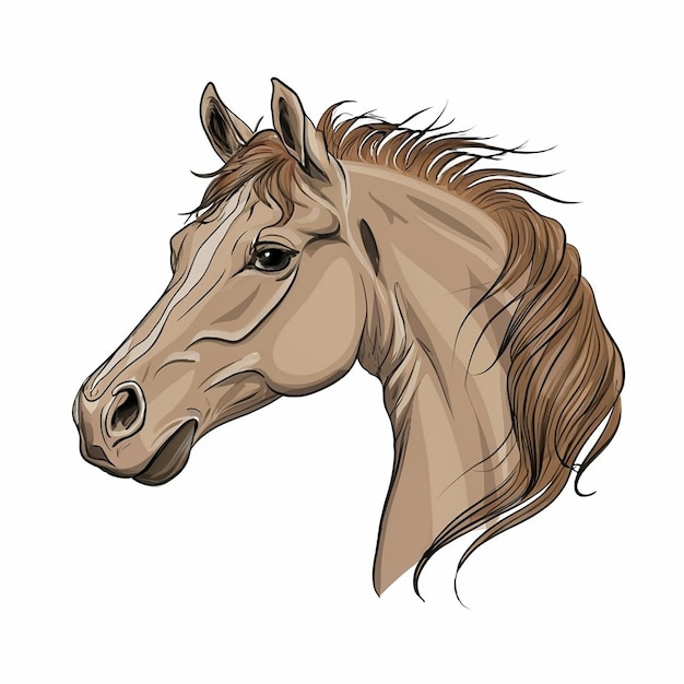 Ilustración de un caballo con gracia en monocromo Ilustración monocroma elegante de un cabalo con un detalle