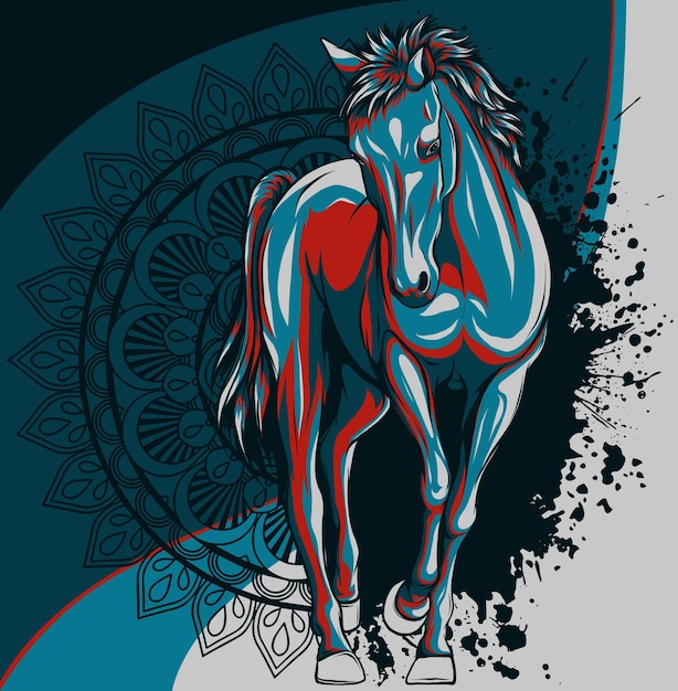 Ilustración de un caballo con mandala