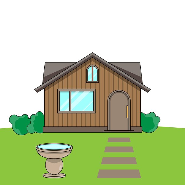 Ilustración de la cabaña de madera de Vancy