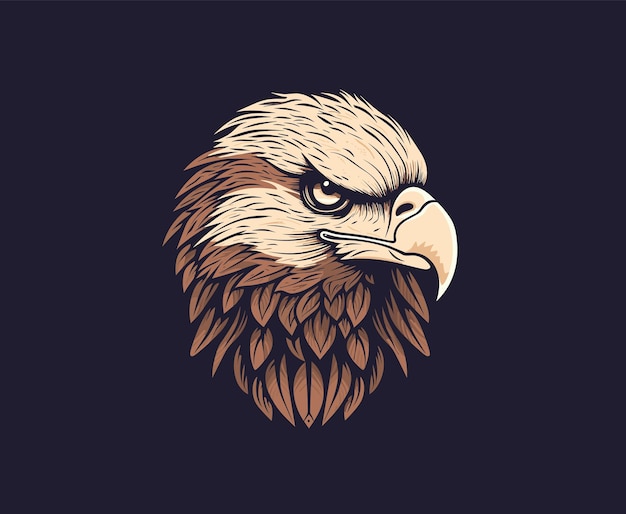 Ilustración de cabeza de águila en fondo azul