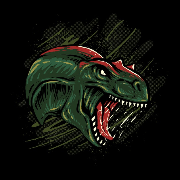 Ilustración de cabeza de Allosaurus