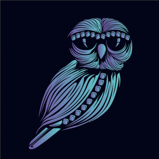 Ilustración de cabeza de búho azul