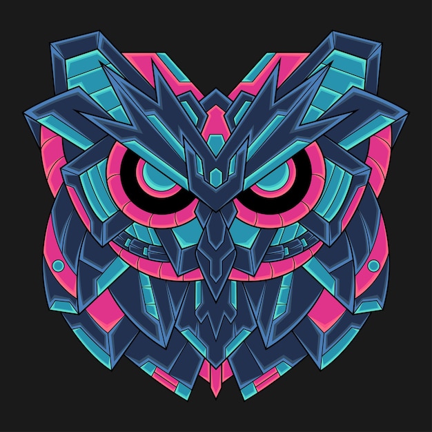 Ilustración de cabeza de búho de doodle de ornamento colorido