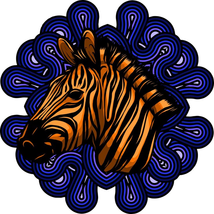 Vector ilustración de cabeza de cebra con decoración.