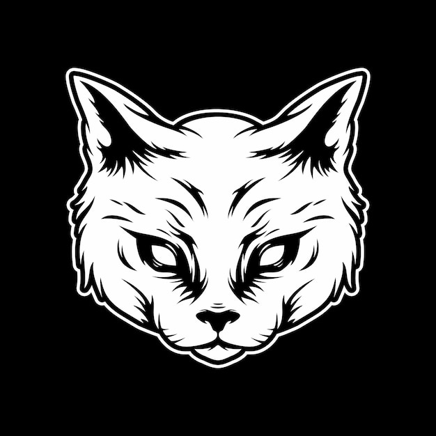 Ilustración de cabeza de gato aterrador